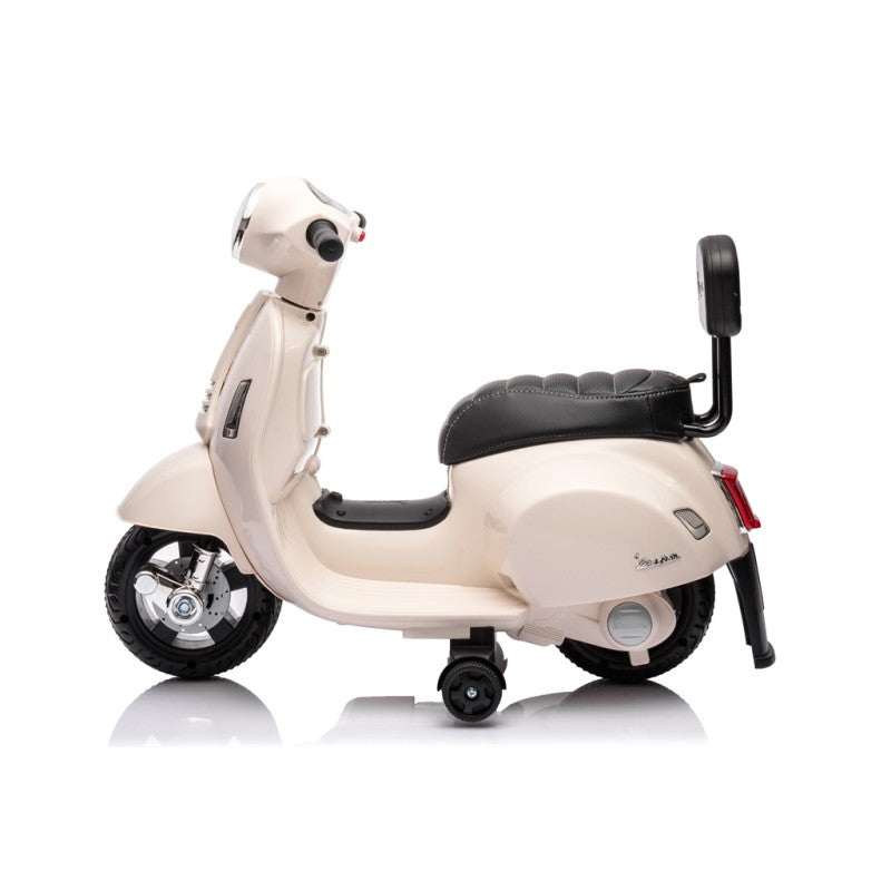 Piaggio Mini Vespa GTS Elettrica per Bambini con Sedile in Pelle Batteria 6Volt – Variante Bianco