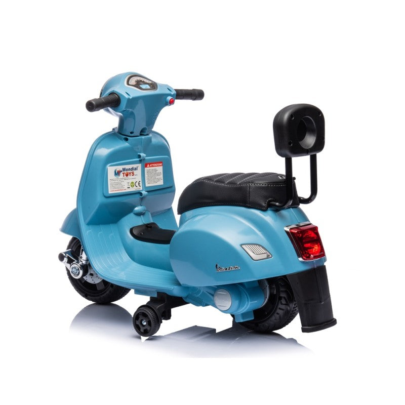 Piaggio Mini Vespa GTS Elettrica per Bambini con Sedile in Pelle Batteria 6Volt – Variante Azzurro