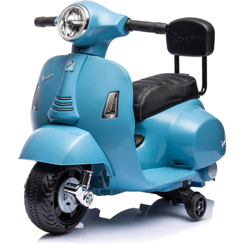 Piaggio Mini Vespa GTS Elettrica per Bambini con Sedile in Pelle Batteria 6Volt - Azzurro
