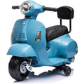 Piaggio Mini Vespa GTS Elettrica per Bambini con Sedile in Pelle Batteria 6Volt – Variante Azzurro