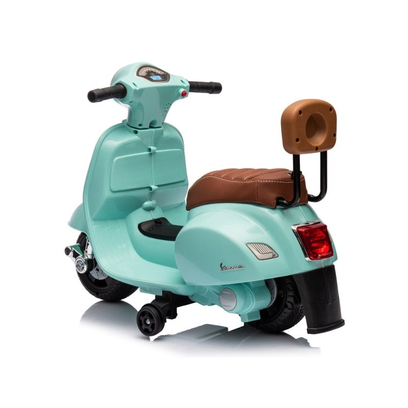 Piaggio Mini Vespa GTS Elettrica per Bambini con Sedile in Pelle Batteria 6Volt – Variante Verde Tiffany