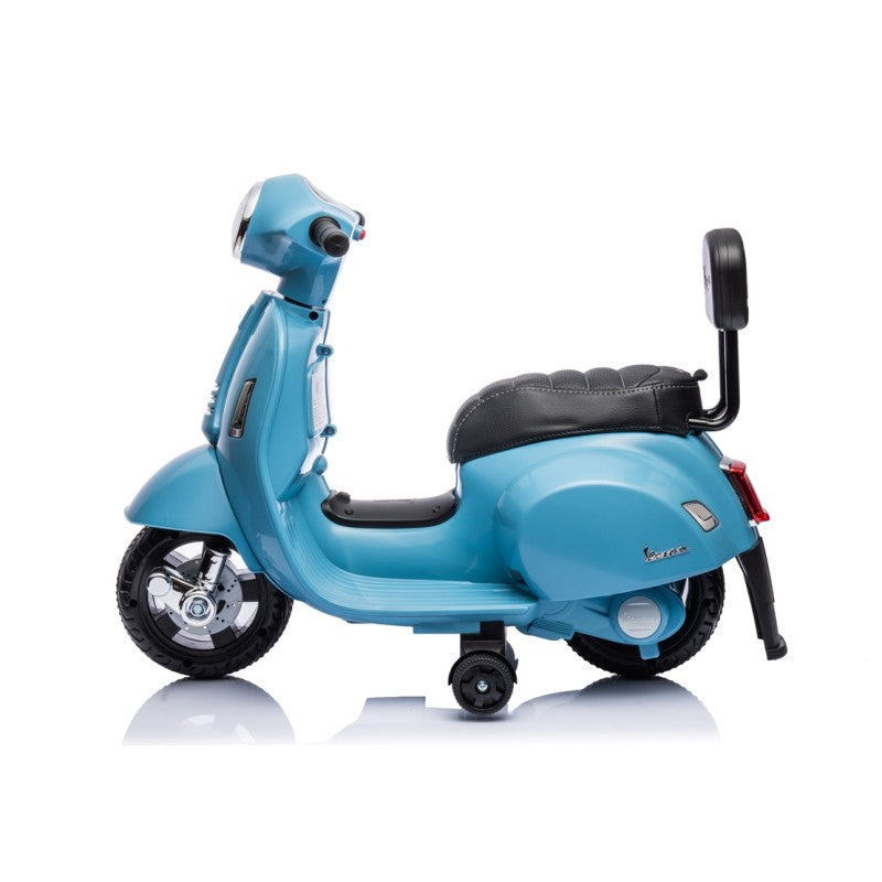 Piaggio Mini Vespa GTS Elettrica per Bambini con Sedile in Pelle Batteria 6Volt – Variante Azzurro