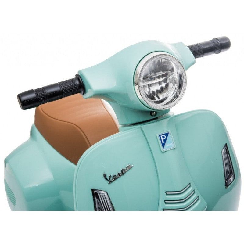 Piaggio Mini Vespa GTS Elettrica per Bambini con Sedile in Pelle Batteria 6Volt – Variante Verde Tiffany