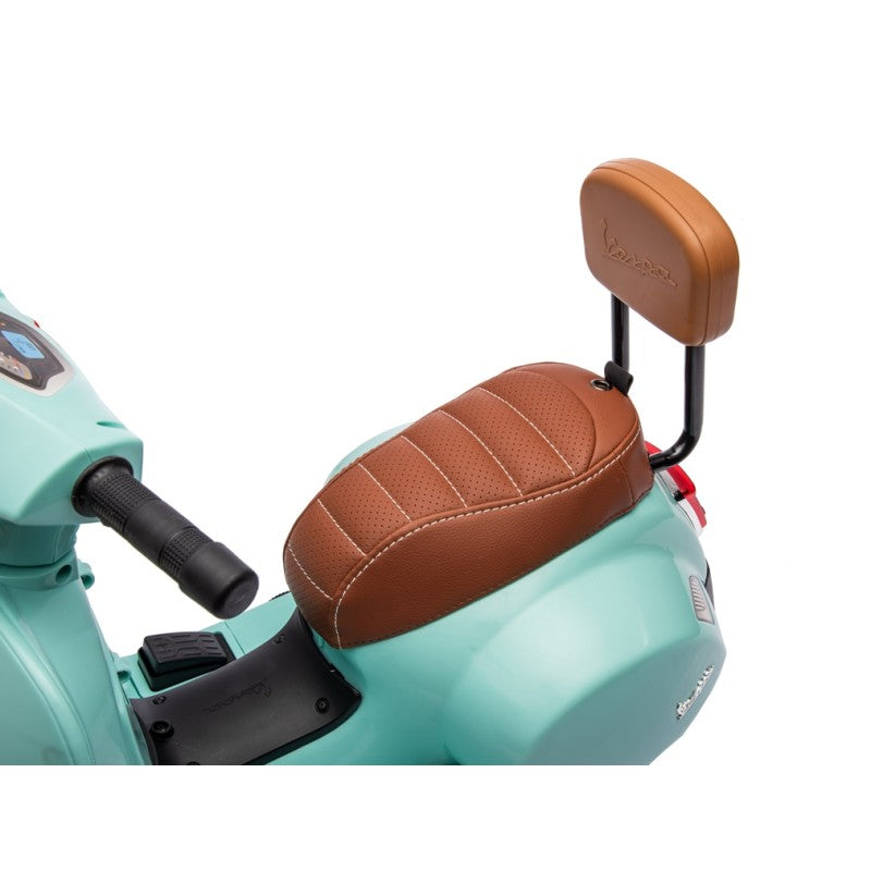Piaggio Mini Vespa GTS Elettrica per Bambini con Sedile in Pelle Batteria 6Volt – Variante Verde Tiffany