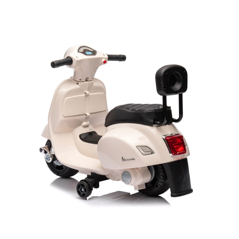 Piaggio Mini Vespa GTS Elettrica per Bambini con Sedile in Pelle Batteria 6Volt – Variante Bianco