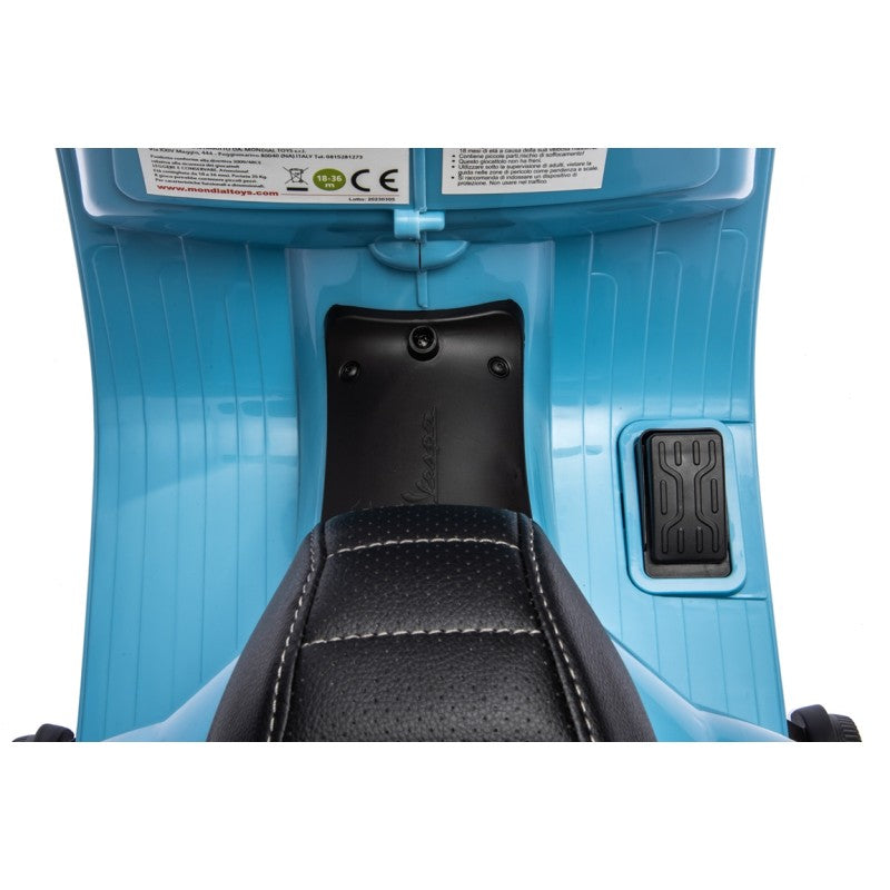 Piaggio Mini Vespa GTS Elettrica per Bambini con Sedile in Pelle Batteria 6Volt – Variante Azzurro