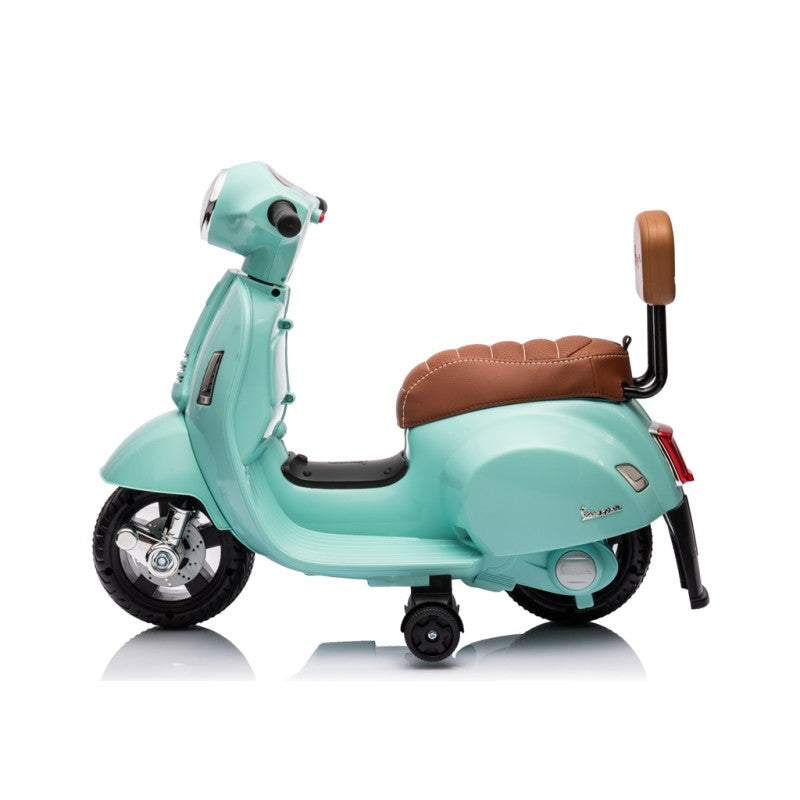 Piaggio Mini Vespa GTS Elettrica per Bambini con Sedile in Pelle Batteria 6Volt – Variante Verde Tiffany