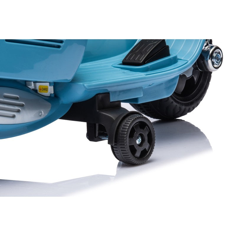 Piaggio Mini Vespa GTS Elettrica per Bambini con Sedile in Pelle Batteria 6Volt – Variante Azzurro