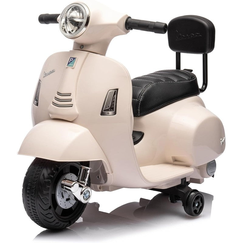 Piaggio Mini Vespa GTS Elettrica per Bambini con Sedile in Pelle Batteria 6Volt - Bianco
