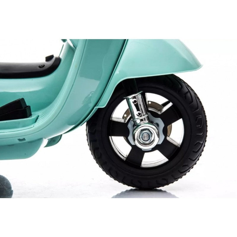 Piaggio Mini Vespa GTS Elettrica per Bambini con Sedile in Pelle Batteria 6Volt – Variante Verde Tiffany