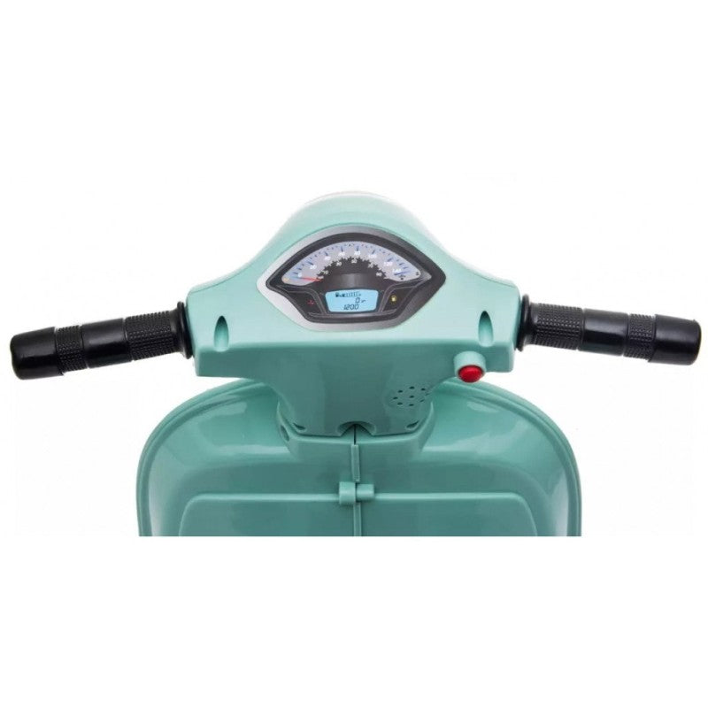 Piaggio Mini Vespa GTS Elettrica per Bambini con Sedile in Pelle Batteria 6Volt – Variante Verde Tiffany