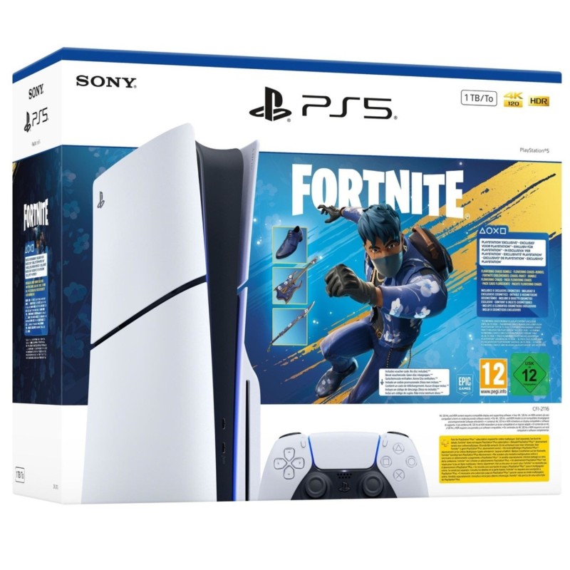 Sony PlayStation 5 - Fortnite Flowering Chaos Bundle 1 TB Wi-Fi Nero, Bianco
