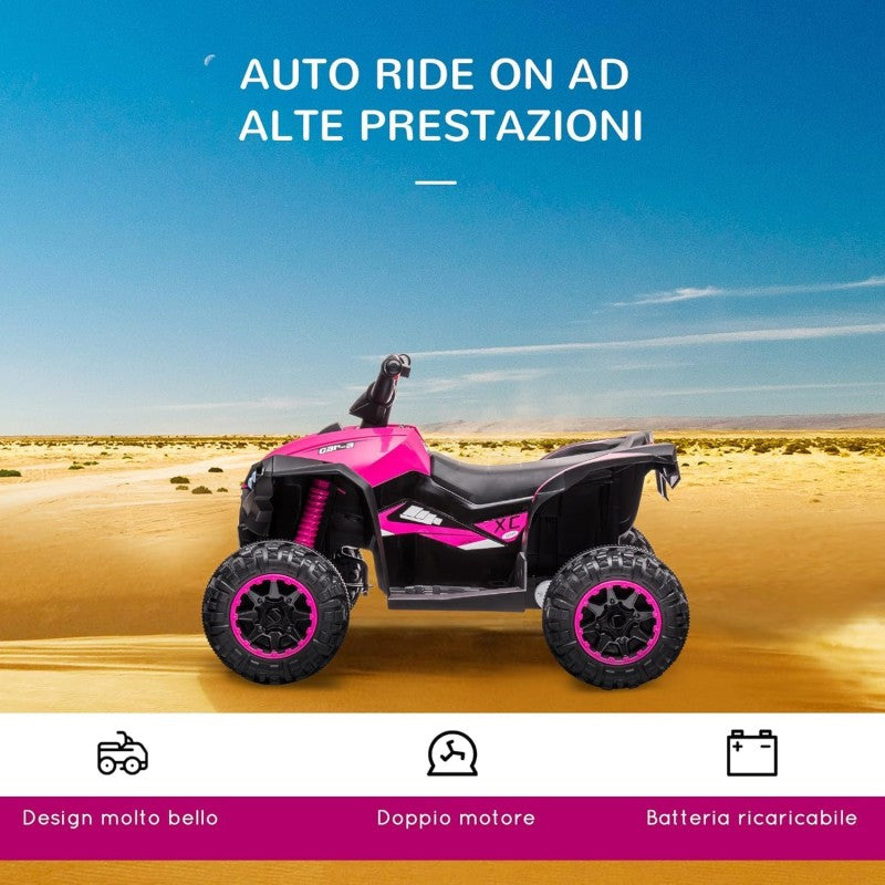 Quad Elettrico per Bambini 12V ATV - Quad per Bambini con Telecomando Doppio Motore Ammortizzatori Full Optional – Variante Rosa