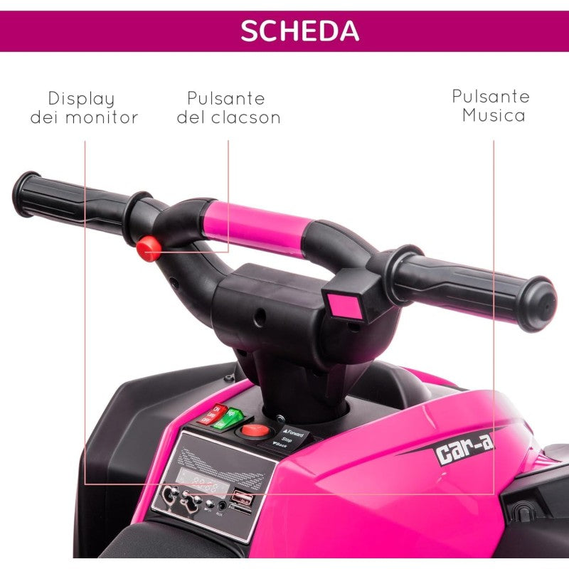 Quad Elettrico per Bambini 12V ATV - Quad per Bambini con Telecomando Doppio Motore Ammortizzatori Full Optional – Variante Rosa