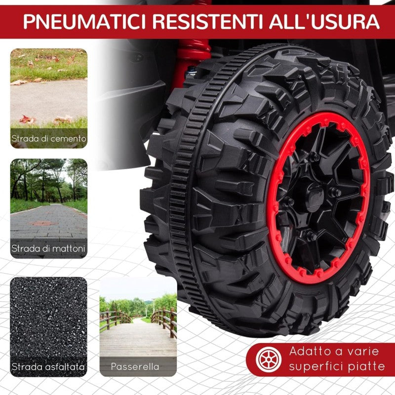 Quad Elettrico per Bambini 12V ATV - Quad per Bambini con Telecomando Doppio Motore Ammortizzatori Full Optional – Variante Rosso