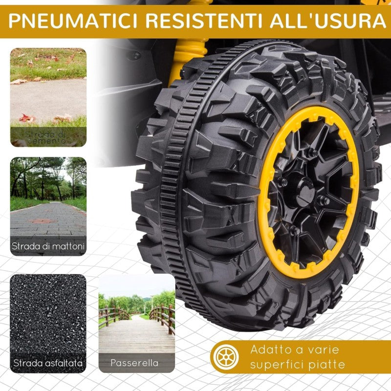 Quad Elettrico per Bambini 12V ATV - Quad per Bambini con Telecomando Doppio Motore Ammortizzatori Full Optional – Variante Giallo
