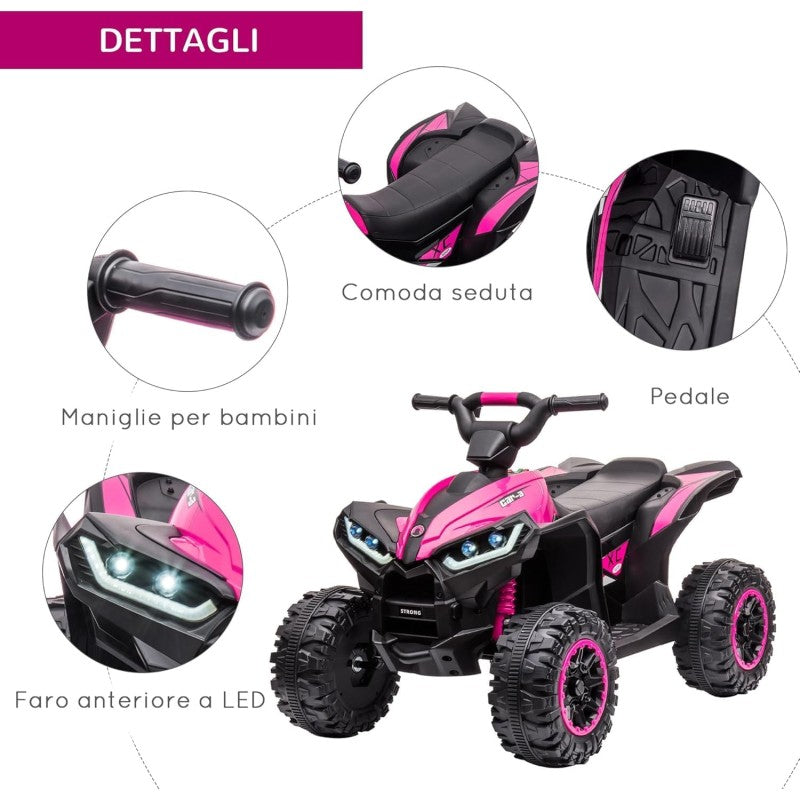Quad Elettrico per Bambini 12V ATV - Quad per Bambini con Telecomando Doppio Motore Ammortizzatori Full Optional – Variante Rosa