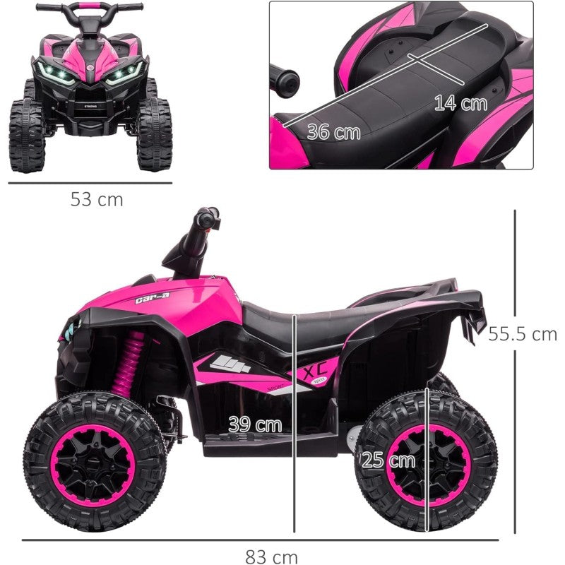 Quad Elettrico per Bambini 12V ATV - Quad per Bambini con Telecomando Doppio Motore Ammortizzatori Full Optional – Variante Rosa