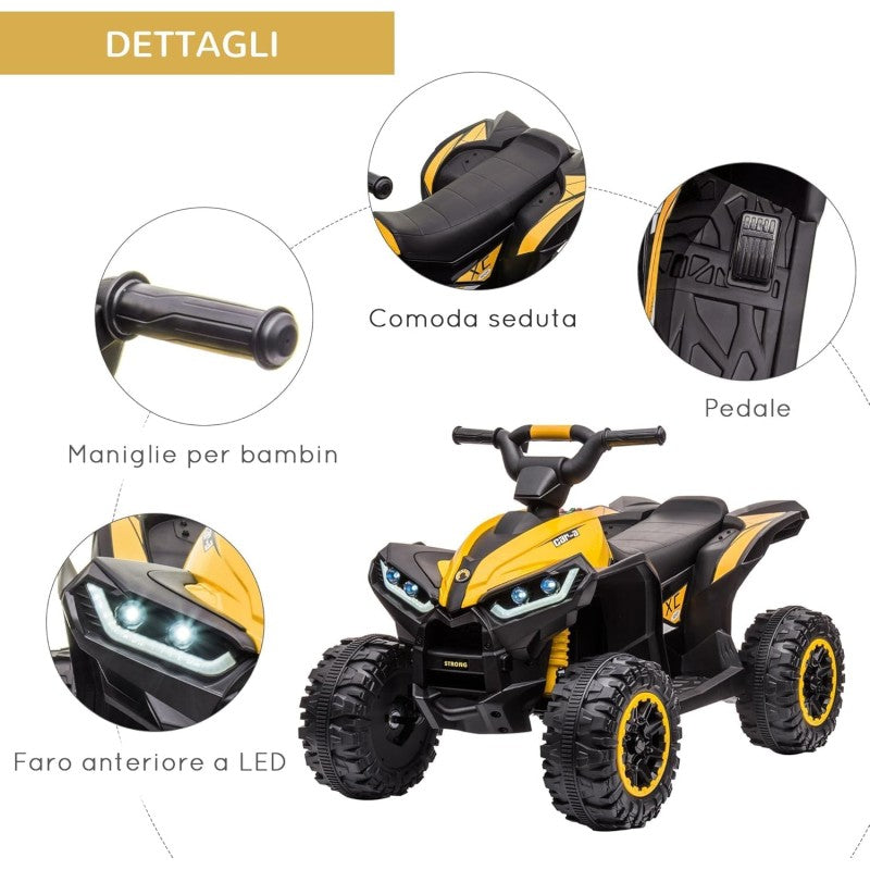 Quad Elettrico per Bambini 12V ATV - Quad per Bambini con Telecomando Doppio Motore Ammortizzatori Full Optional – Variante Giallo