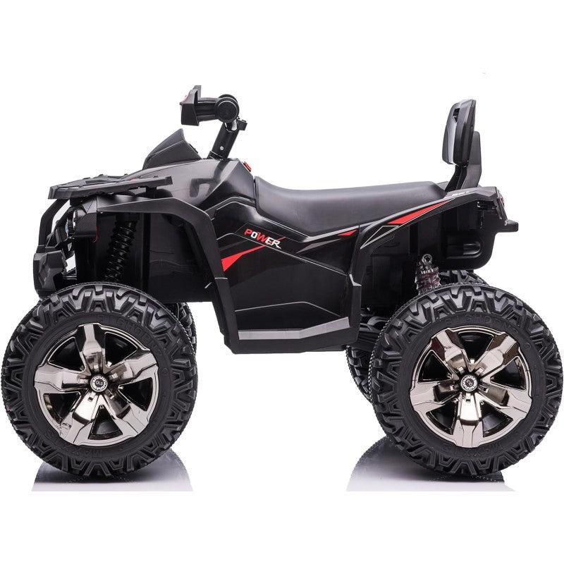 Quad Jungle ATV Elettrico 12V per Bambini con Ammortizzatori Reali Batteria Potenziata Schienale Ruote Grandi – Variante Nero