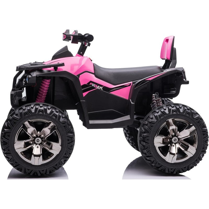 Quad Jungle ATV Elettrico 12V per Bambini con Ammortizzatori Reali Batteria Potenziata Schienale Ruote Grandi – Variante Rosa