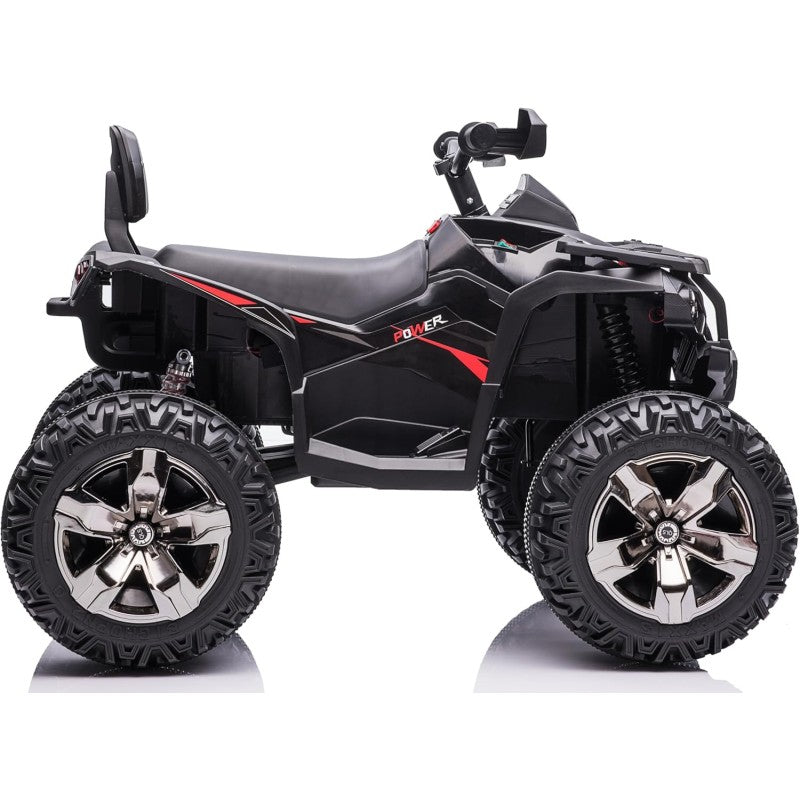 Quad Jungle ATV Elettrico 12V per Bambini con Ammortizzatori Reali Batteria Potenziata Schienale Ruote Grandi – Variante Nero
