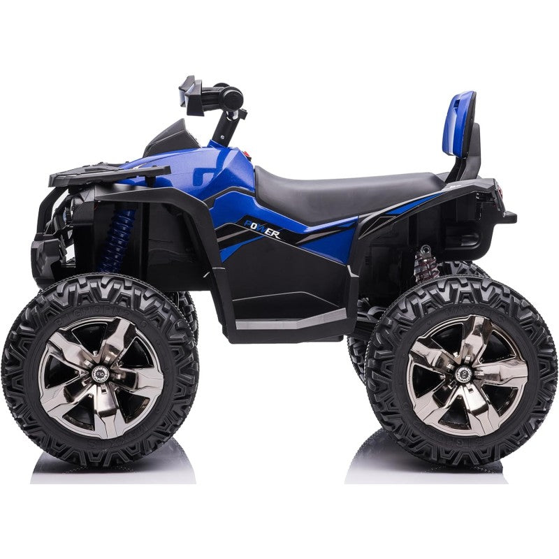 Quad Jungle ATV Elettrico 12V per Bambini con Ammortizzatori Reali Batteria Potenziata Schienale Ruote Grandi – Variante Blu