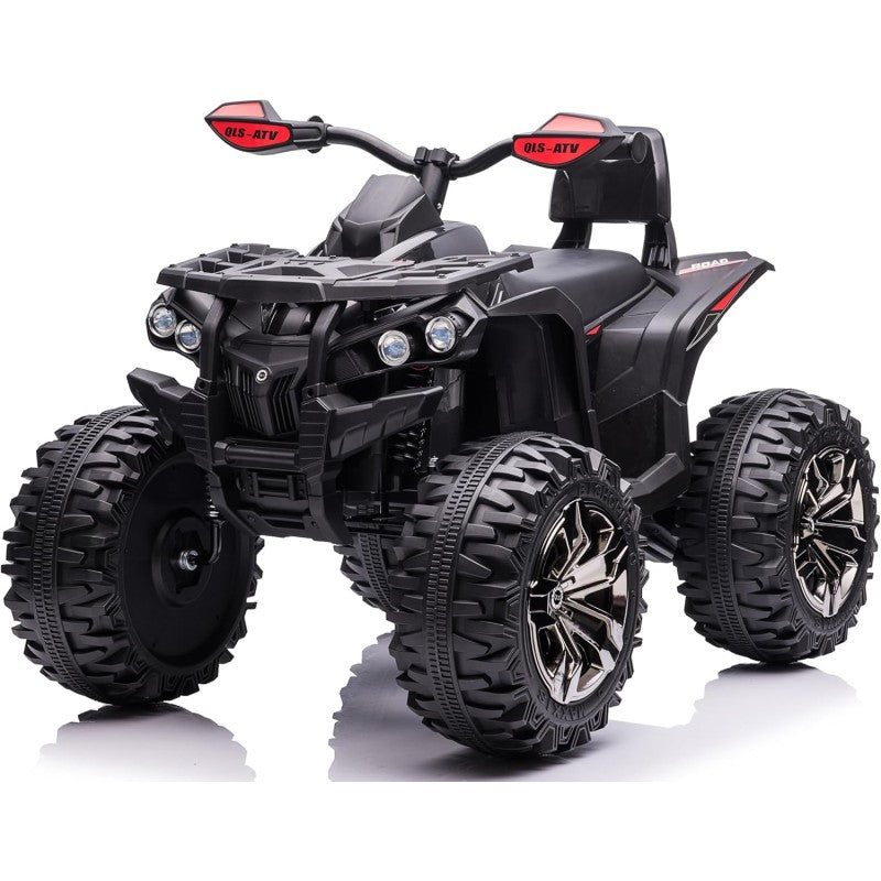 Quad Jungle ATV Elettrico 12V per Bambini con Ammortizzatori Reali Batteria Potenziata Schienale Ruote Grandi - Nero