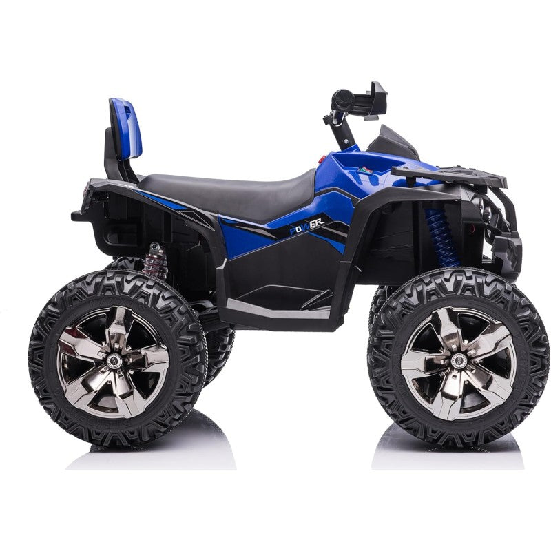 Quad Jungle ATV Elettrico 12V per Bambini con Ammortizzatori Reali Batteria Potenziata Schienale Ruote Grandi – Variante Blu