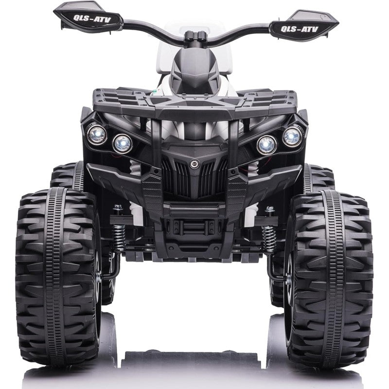 Quad Jungle ATV Elettrico 12V per Bambini con Ammortizzatori Reali Batteria Potenziata Schienale Ruote Grandi – Variante Bianco