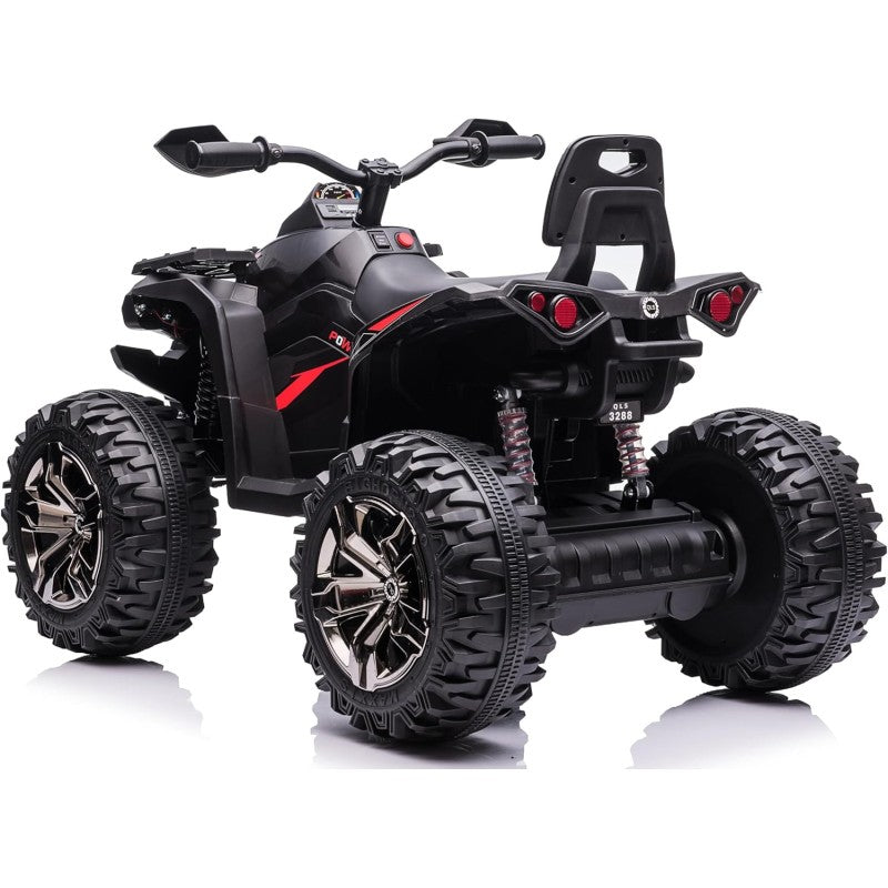 Quad Jungle ATV Elettrico 12V per Bambini con Ammortizzatori Reali Batteria Potenziata Schienale Ruote Grandi – Variante Nero