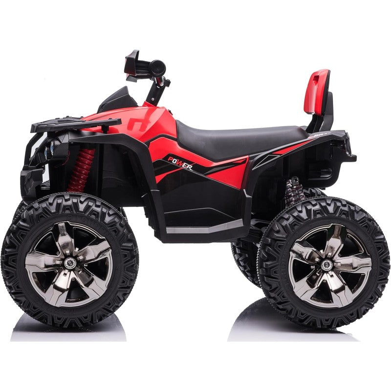 Quad Jungle ATV Elettrico 12V per Bambini con Ammortizzatori Reali Batteria Potenziata Schienale Ruote Grandi – Variante Rosso