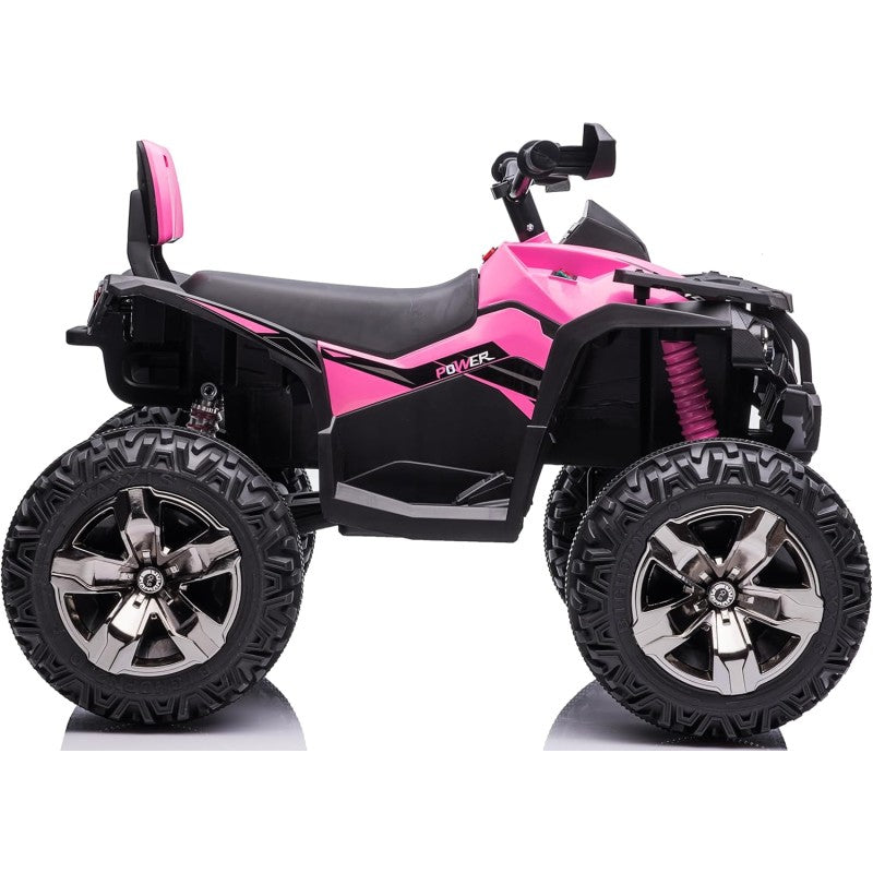 Quad Jungle ATV Elettrico 12V per Bambini con Ammortizzatori Reali Batteria Potenziata Schienale Ruote Grandi – Variante Rosa