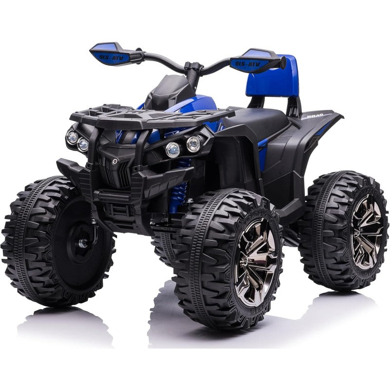 Quad Jungle ATV Elettrico 12V per Bambini con Ammortizzatori Reali Batteria Potenziata Schienale Ruote Grandi – Variante Blu