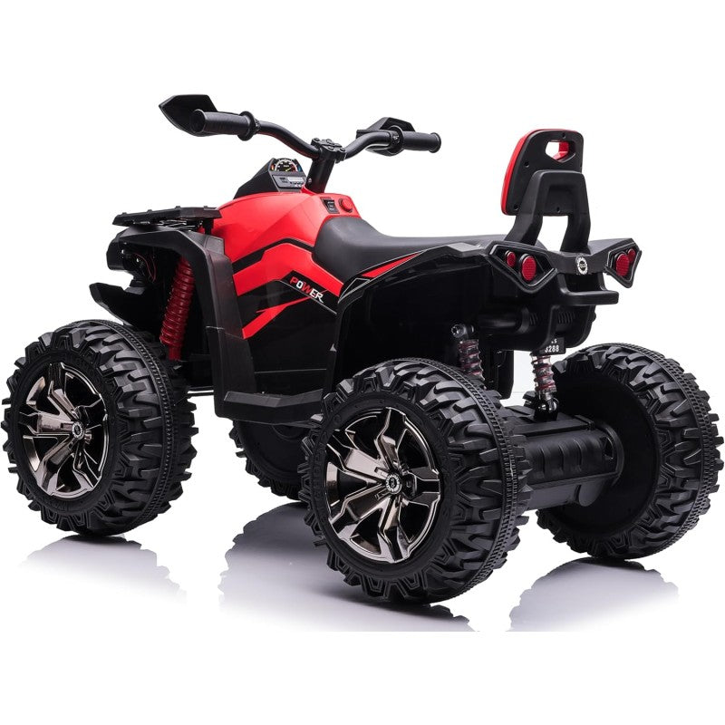 Quad Jungle ATV Elettrico 12V per Bambini con Ammortizzatori Reali Batteria Potenziata Schienale Ruote Grandi – Variante Rosso