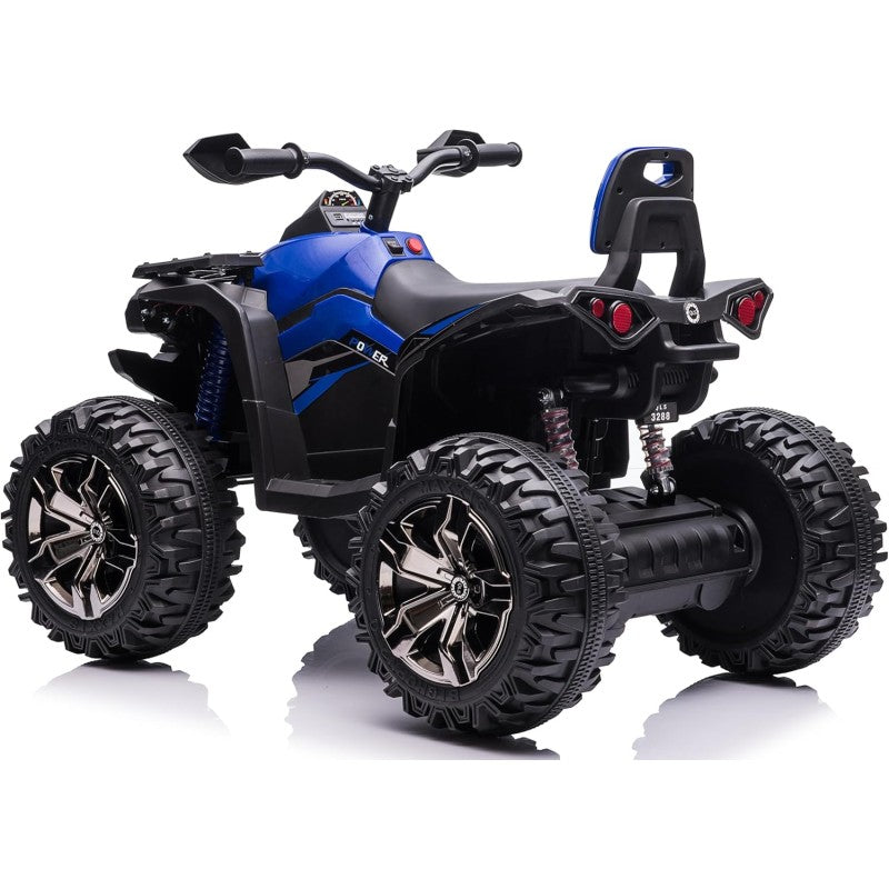 Quad Jungle ATV Elettrico 12V per Bambini con Ammortizzatori Reali Batteria Potenziata Schienale Ruote Grandi – Variante Blu