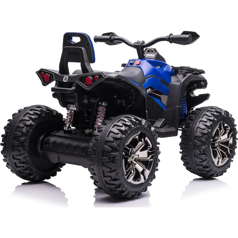Quad Jungle ATV Elettrico 12V per Bambini con Ammortizzatori Reali Batteria Potenziata Schienale Ruote Grandi – Variante Blu
