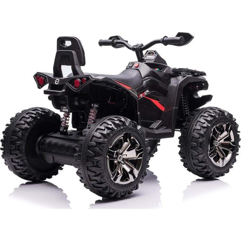 Quad Jungle ATV Elettrico 12V per Bambini con Ammortizzatori Reali Batteria Potenziata Schienale Ruote Grandi – Variante Nero