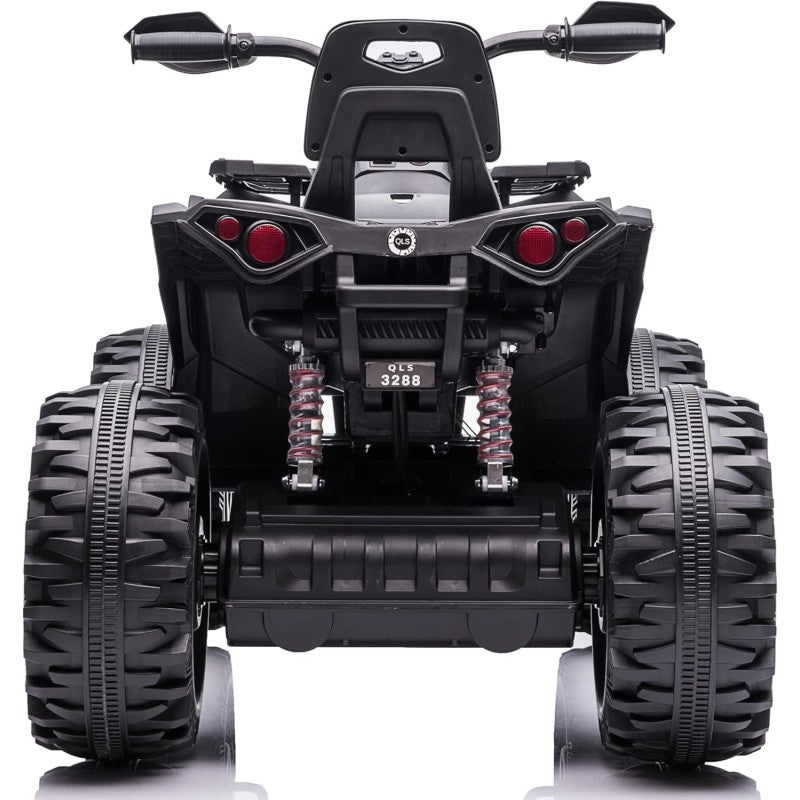 Quad Jungle ATV Elettrico 12V per Bambini con Ammortizzatori Reali Batteria Potenziata Schienale Ruote Grandi – Variante Nero