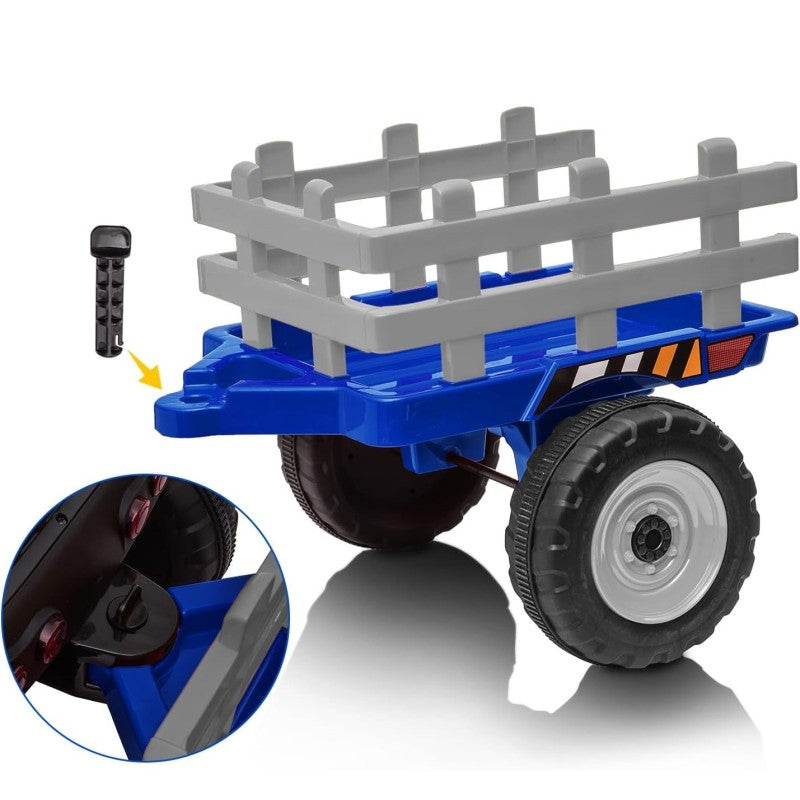 Rimorchio per Trattore, Rimorchietto con 2 Ruote Asse Singolo – Variante Blu