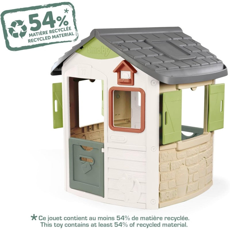 Smoby 7600810504 Casetta da giardino Jura Lodge 115x123x132cm da Materiali Riciclati
