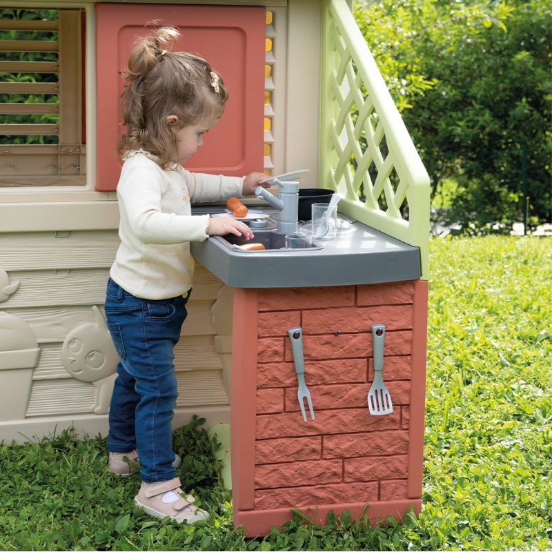 Smoby 7600810739 Life Casetta Natura con cucina e accessori Casetta da giardino da Materiali Riciclati