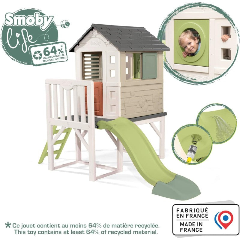 Smoby 7600810802 Casetta palafitta con scivolo da giardino dimensioni: 98x110x127cm