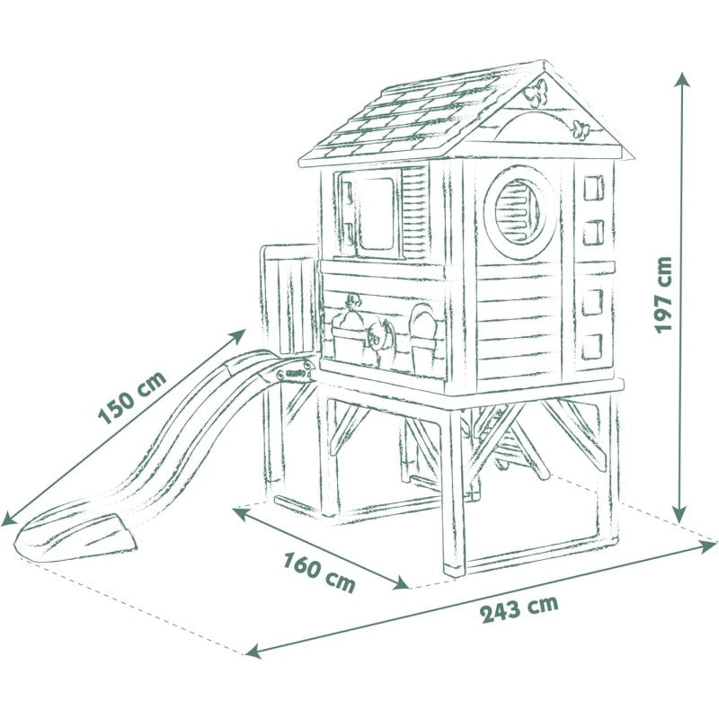 Smoby 7600810802 Casetta palafitta con scivolo da giardino dimensioni: 98x110x127cm