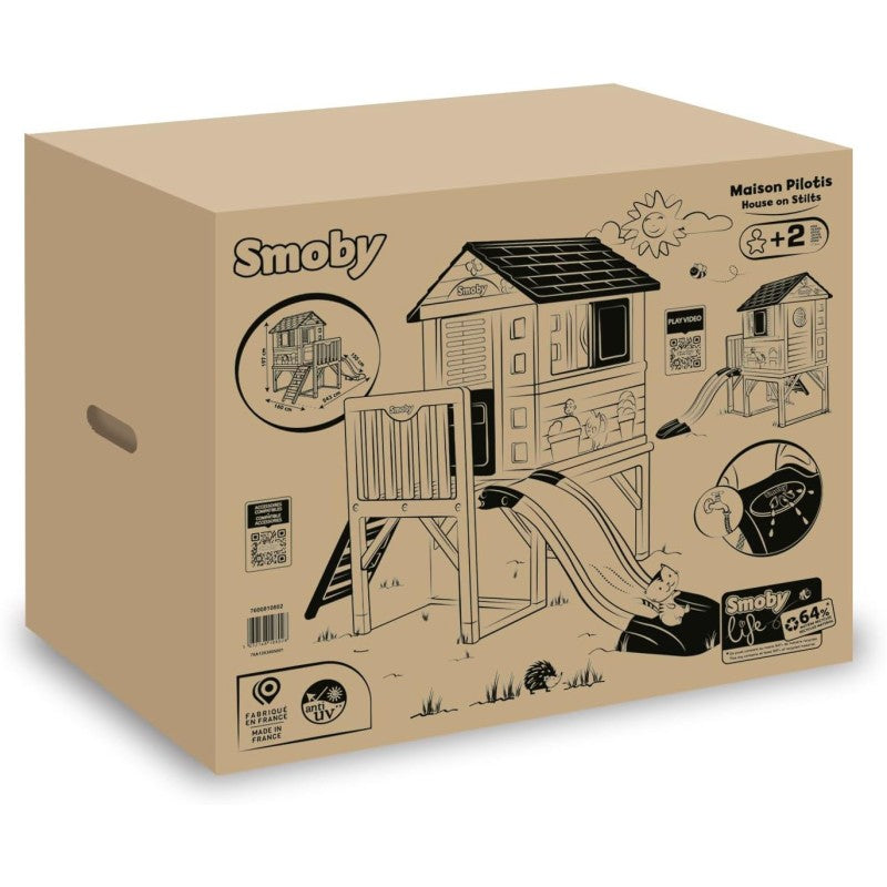 Smoby 7600810802 Casetta palafitta con scivolo da giardino dimensioni: 98x110x127cm