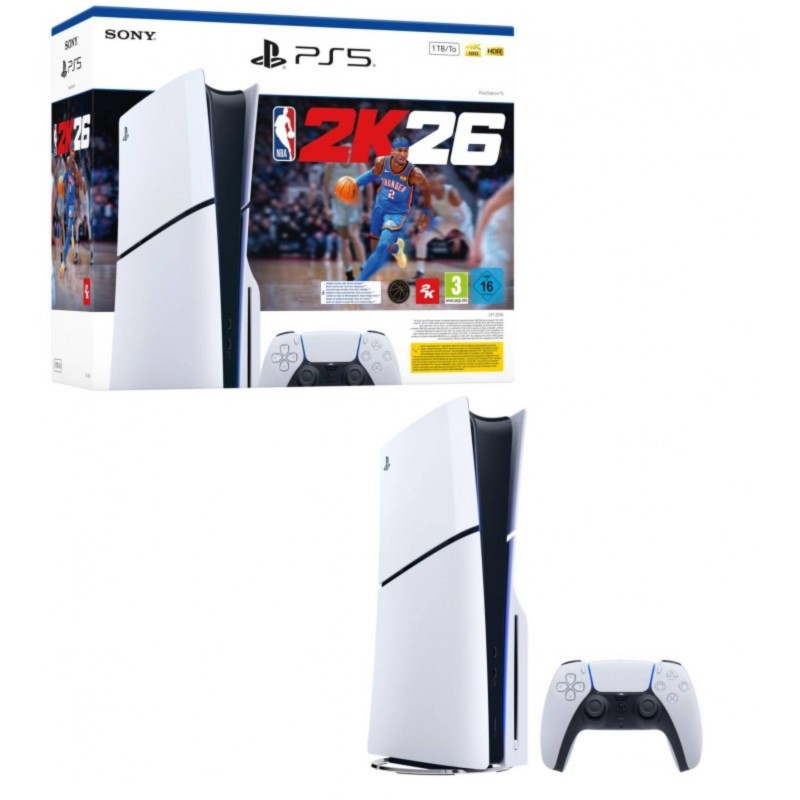Sony PlayStation 5 Slim - NBA 2K26 Bundle 1 TB Wi-Fi Nero, Bianco