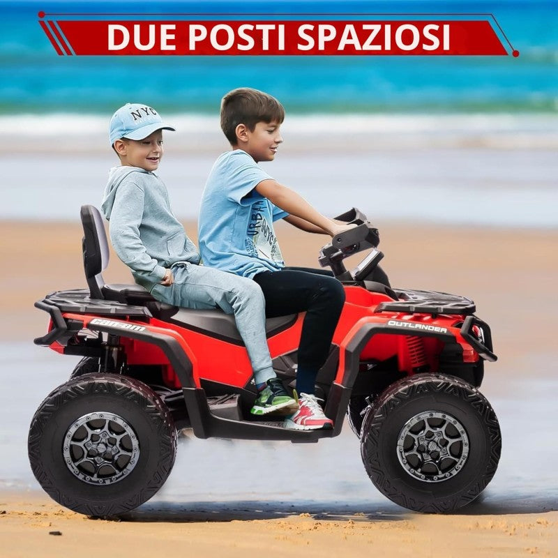 Can-Am Renegade 24V Quad Elettrico per Bambini a 2 Posti ATV con Ruote in Gomma 4 Motori Cinture di Sicurezza – Variante Rosso