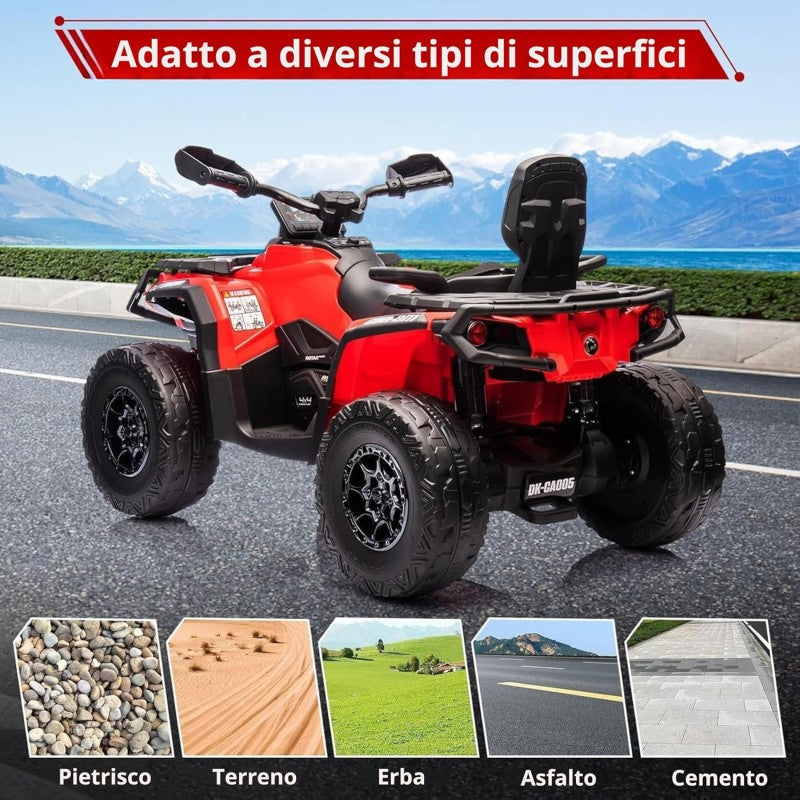 Can-Am Renegade 24V Quad Elettrico per Bambini a 2 Posti ATV con Ruote in Gomma 4 Motori Cinture di Sicurezza – Variante Rosso