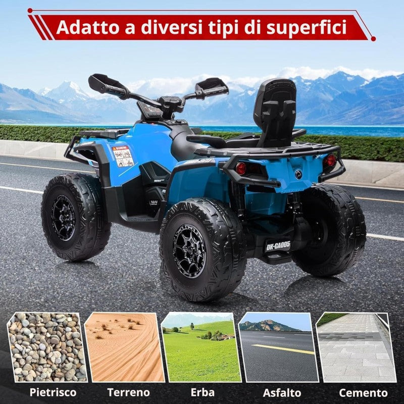 Can-Am Renegade 24V Quad Elettrico per Bambini a 2 Posti ATV con Ruote in Gomma 4 Motori Cinture di Sicurezza – Variante Blu