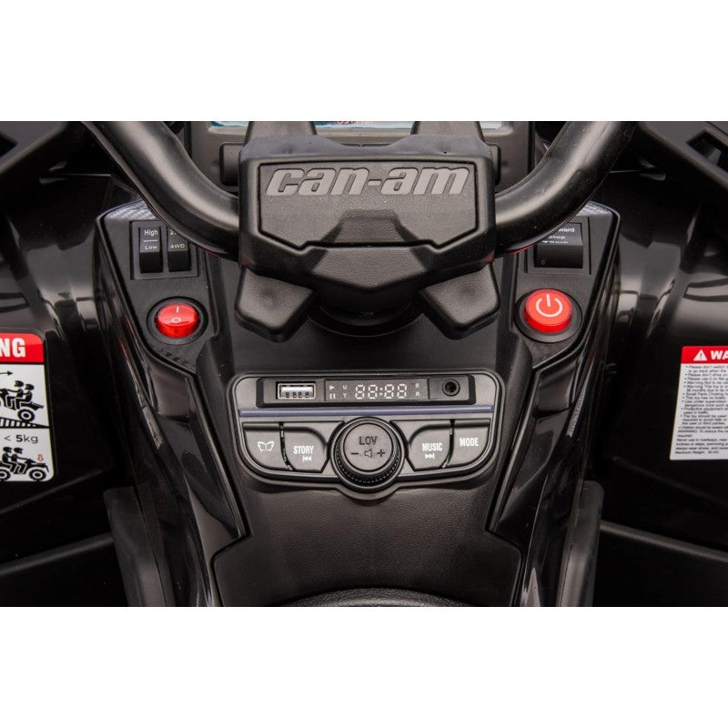 Can-Am Renegade 24V Quad Elettrico per Bambini a 2 Posti ATV con Ruote in Gomma 4 Motori Cinture di Sicurezza – Variante Nero